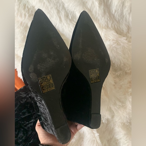 Velvet Pointed Toe Wedge Knee High Boot - Picture 6 of 7